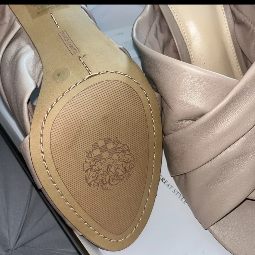 Vince Camuto Clarstie Nocciola Mestico Leather Mules Shoes 11 Medium (Nude) - Picture 6 of 6